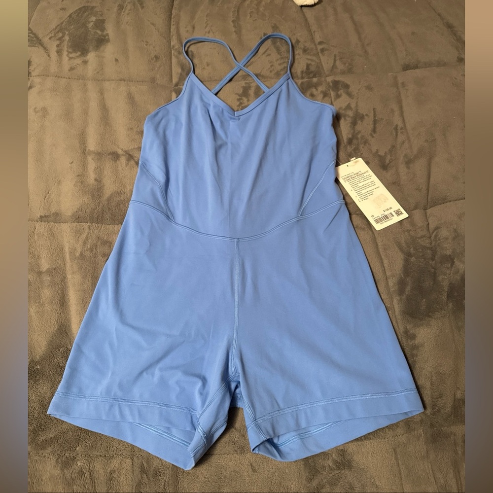 Lululemon Align Cross-Back Bodysuit 4” Pool Party Sz 10 NWT